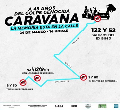 Imagen 24: Flyer de la  convocatoria “Caravana. La memoria está en la calle”, 24 de marzo de 2021.