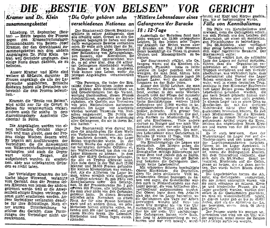 Primer artículo del Argentinisches Wochenblatt referido al  proceso judicial de Bergen-Belsen.