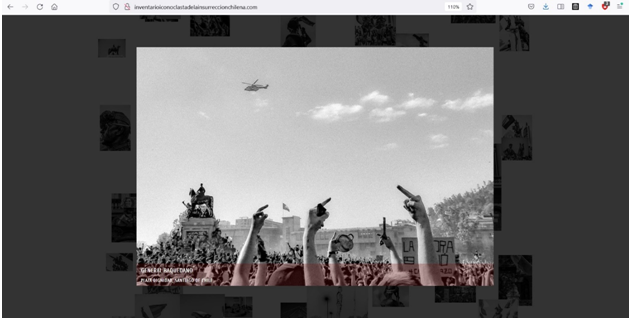 Detalle de vista individual de fotos  de la web Inventario de la Insurrección  Chilena. Captura de pantalla realizada a la página web